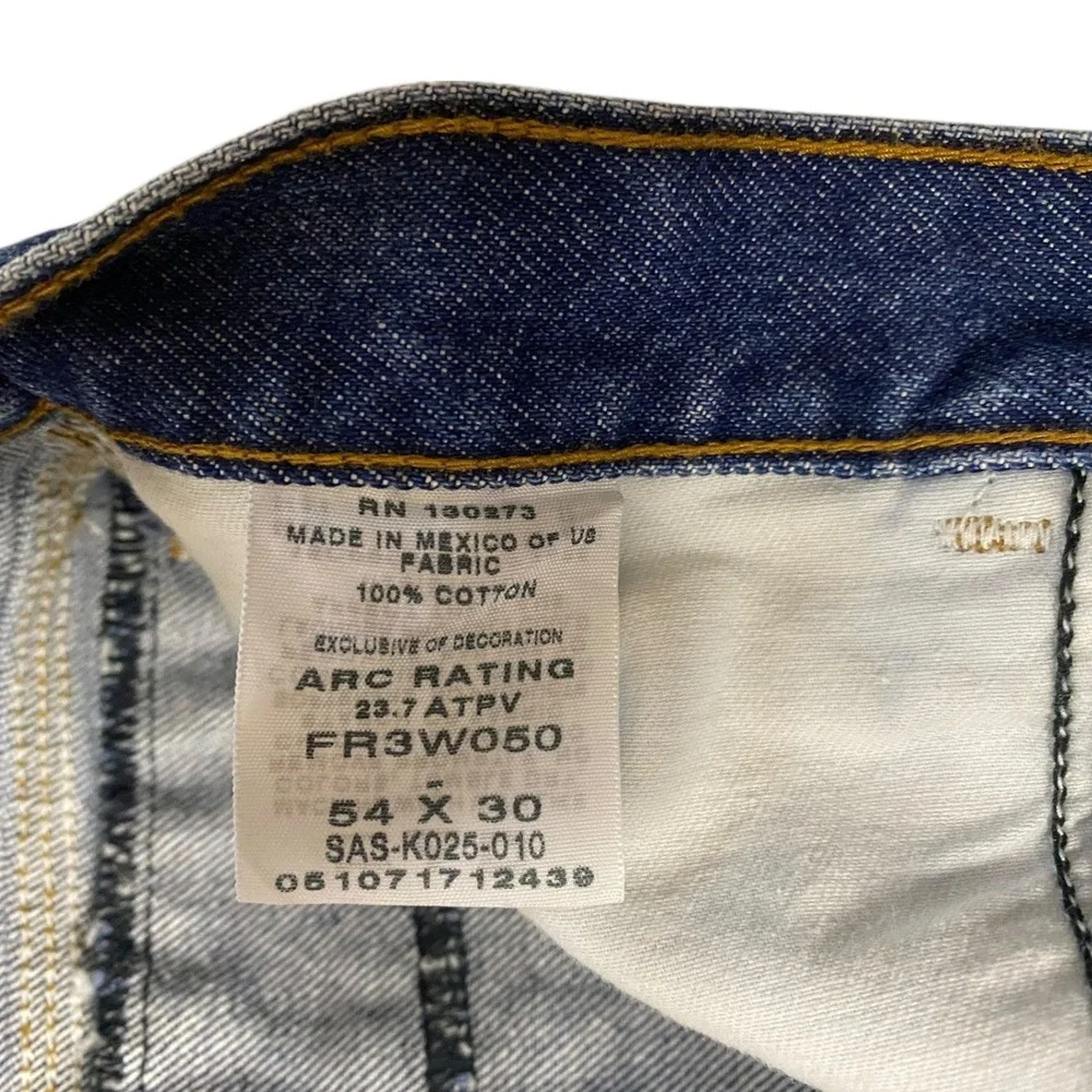 Wrangler FR Riggs Workwear Men Blue Straight Leg Flame Resistant Jeans 54x30